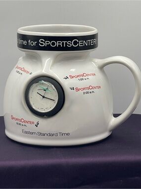Rare Vintage ESPN "It's Time for Sports Center" Collectible Mug w/Built In Clock